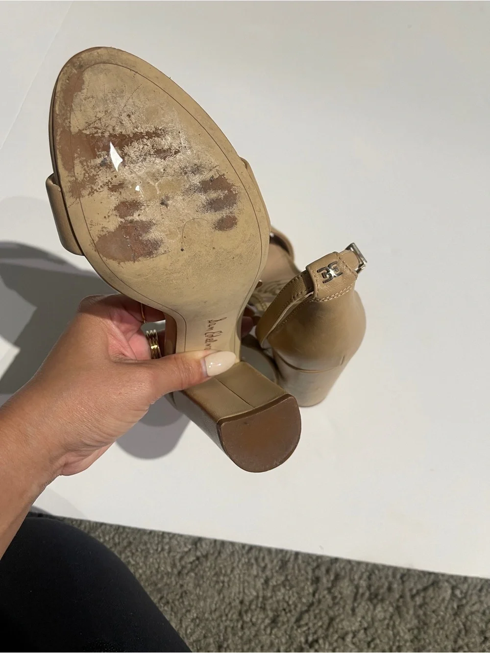 Sam Edelman Beige Tan Block Heel Sandals